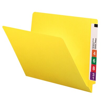 Smead Colored End Tab File Folder, Shelf-Master Reinforced Straight-Cut Tab, Letter Size, Yellow, 100/Box (25910)