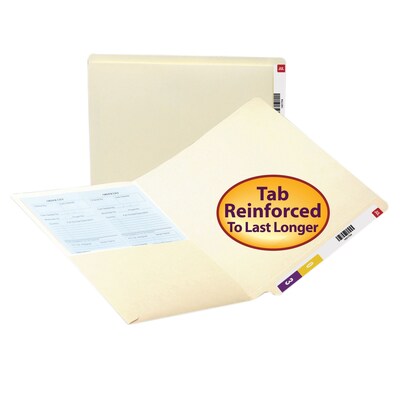 Smead End Tab Pocket Folder, Shelf-Master Reinforced Straight-Cut Tab, 1 Pocket, Letter Size, Manila, 50/Box (24115)