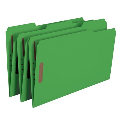 Smead® Fastener File Folder, 2 Fasteners, Reinforced 1/3-Cut Tab, Legal Size, Green, 50/Box (17140)