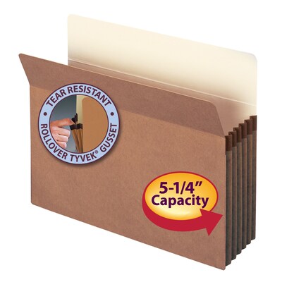 Smead File Pockets, Straight Cut Tab, 5.25" Expansion, Letter Size, Redrope, 10/Box (73234)