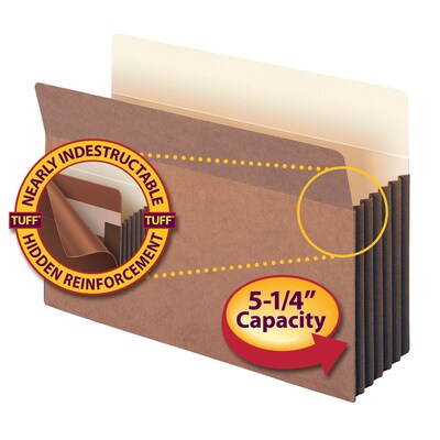 Smead TUFF Redrope File Pockets, 5-1/4" Expansion, Legal Size, Brown, 10/Box (74390)