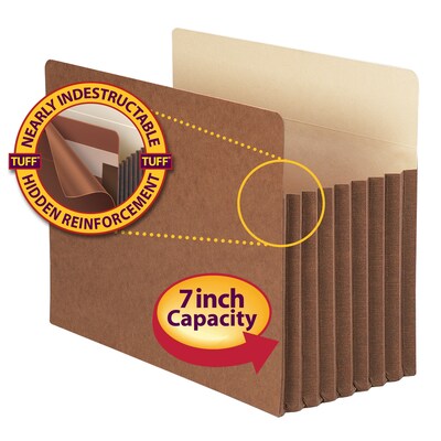 Smead TUFF Redrope File Pockets, 7" Expansion, Letter Size, Brown, 5/Box (73395)