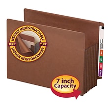 Smead TUFF Reinforced Redrope File Pockets, 7 Expansion, Letter Size, Brown, 5/Box (73795)