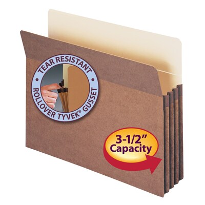 Smead File Pockets, Straight Cut Tab, 3.5" Expansion, Letter Size, Redrope, 25/Box (73224)