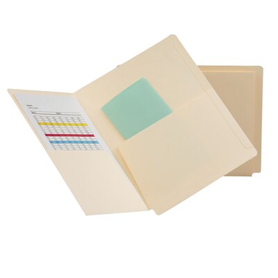 Smead End Tab Pocket Folder, Shelf-Master Reinforced Straight-Cut Tab, 2 Pocket, Letter Size, Manila