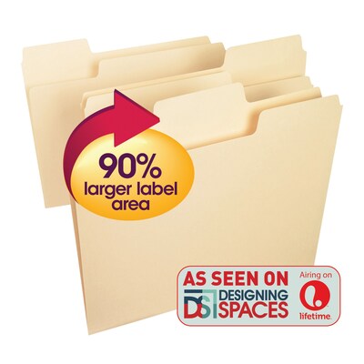 Smead SuperTab File Folders, 1/3 Cut, Letter Size, Manila, 100/Box (10301)