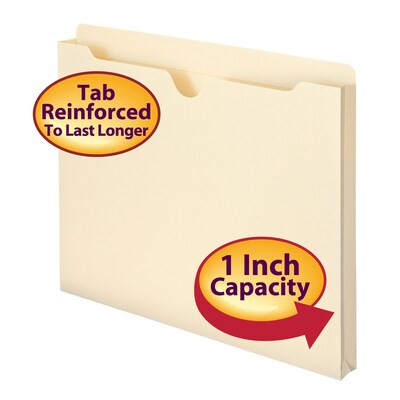 Smead Reinforced File Jacket, 1 Expansion, Letter Size, Manila, 50/Box (75520)