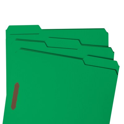 Smead Fastener File Folders, 2 Fasteners, Reinforced 1/3-Cut Tab, Letter Size, Green, 50/Box (12140)