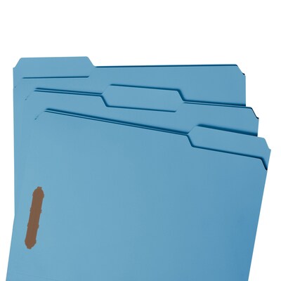 Smead Fastener File Folders, 2 Fasteners, Reinforced 1/3-Cut Tab, Letter Size, Blue, 50/Box (12040)