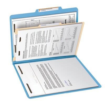 Smead Heavy Duty Classification Folders, 2" Expansion, Letter Size, 1 Divider, Blue, 10/Box (13701)