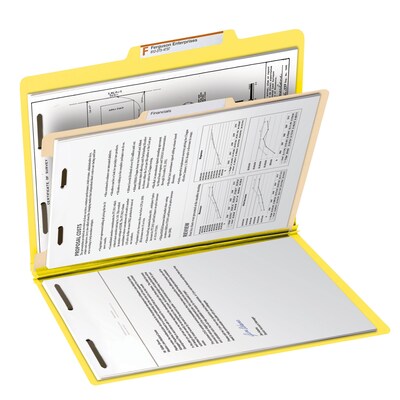 Smead Card Stock Heavy Duty Classification Folders, 2" Expansion, Letter Size, 1 Divider, Yellow, 10/Box (13704)