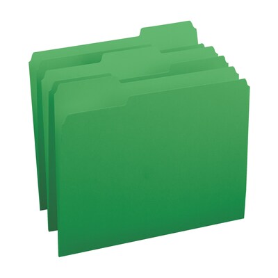 Smead File Folder, 1/3-Cut Tab, Letter Size, Green, 100/Box (12143)