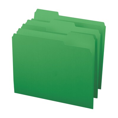 Smead File Folder, 1/3-Cut Tab, Letter Size, Green, 100/Box (12143)