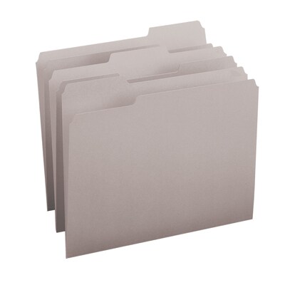 Smead File Folder, 3 Tab, Letter Size, Light Gray, 100/Box (12343)
