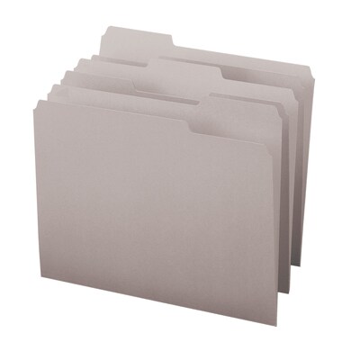 Smead File Folder, 3 Tab, Letter Size, Light Gray, 100/Box (12343)