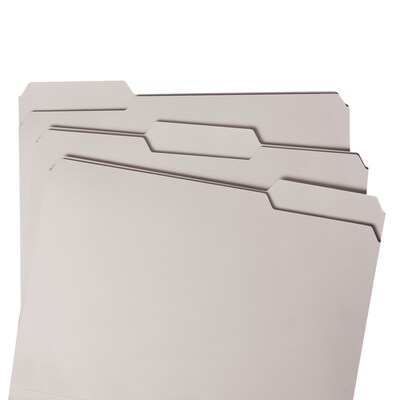 Smead File Folder, 3 Tab, Letter Size, Light Gray, 100/Box (12343)