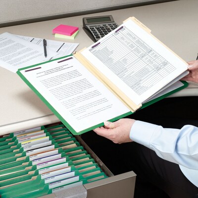 Smead Card Stock Heavy Duty Classification Folders, 2" Expansion, Letter Size, 2 Dividers, Green, 10/Box (14002)