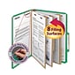 Smead Pressboard Classification Folders with SafeSHIELD Fasteners, 3" Expansion, Letter Size, 3 Dividers, Green, 10/Box (14097)