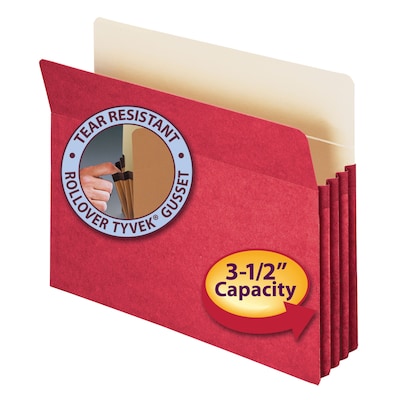 Smead File Pocket, Straight-Cut Tab, 3-1/2 Expansion, Letter Size, Red, Each (73231)