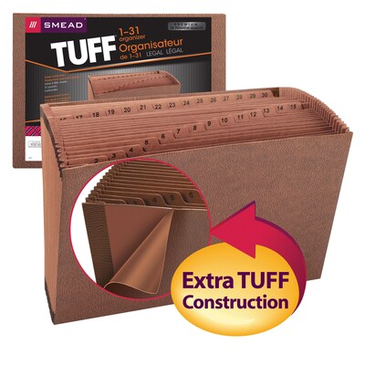 Smead® TUFF Expanding File, Daily (1-31), 31 Pockets, Legal, Redrope-Printed Stock (70469)