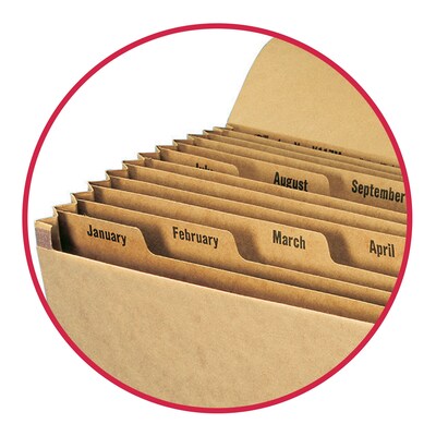 Smead Expanding File, Monthly (Jan.-Dec.), 12 Pockets, Flap and Cord Closure, Letter Size, Kraft (70186)