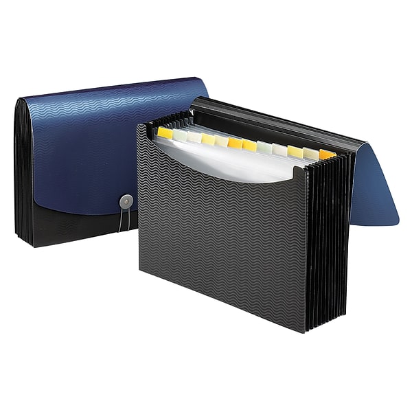 Smead Heavy Duty Expanding File with Flap & Elastic Cord Closure, Letter Size, 12 Pockets, Blue/Black (70863)