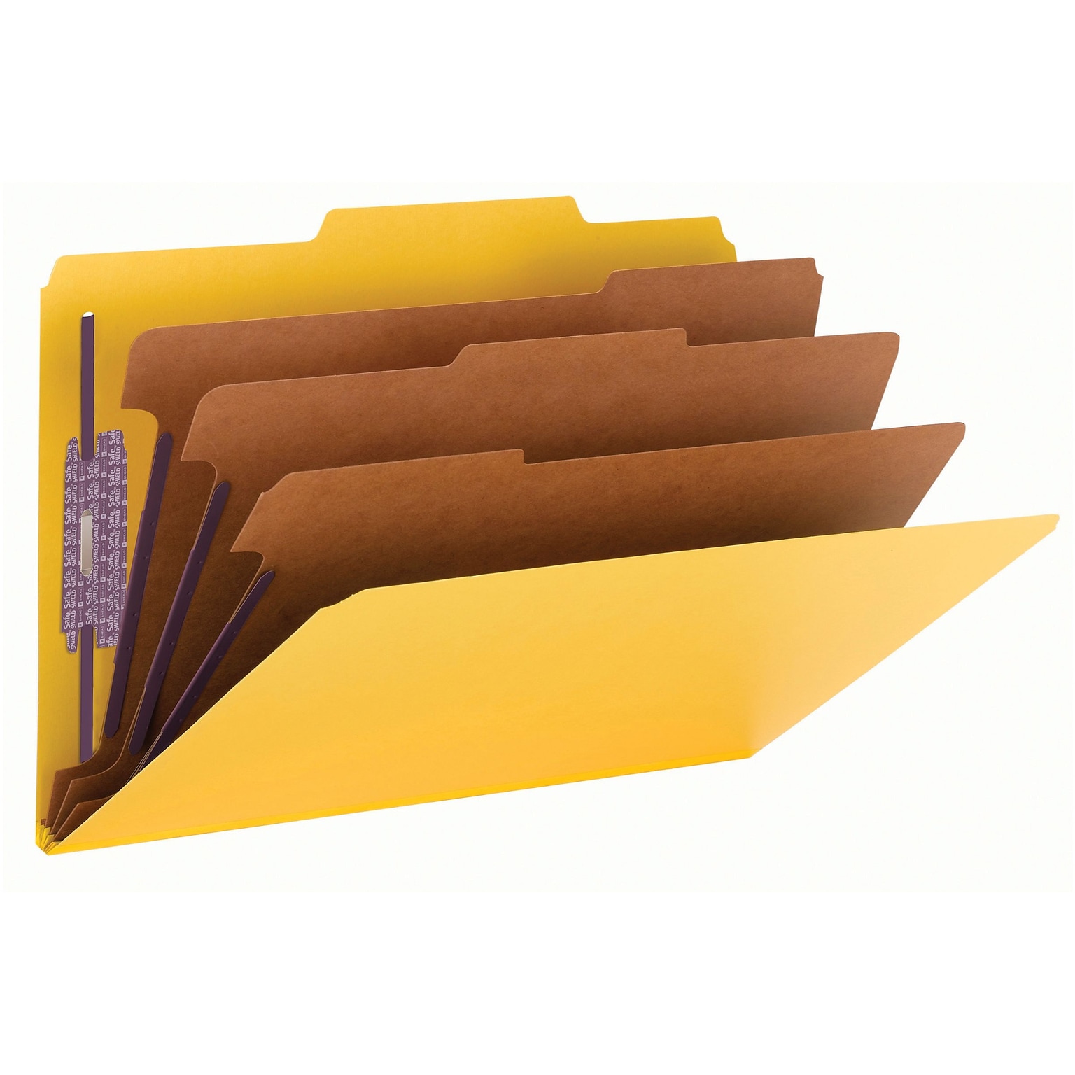 Smead SafeSHIELD® Pressboard Classification Folder, 3 Dividers, 3 Expansion, Legal, Yellow, 10/Box (19098)