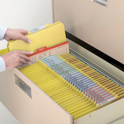 Smead SafeSHIELD® Pressboard Classification Folder, 3 Dividers, 3" Expansion, Legal, Yellow, 10/Box (19098)