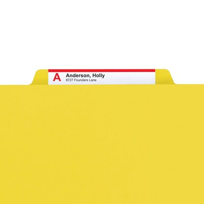 Smead SafeSHIELD® Pressboard Classification Folder, 3 Dividers, 3" Expansion, Legal, Yellow, 10/Box (19098)