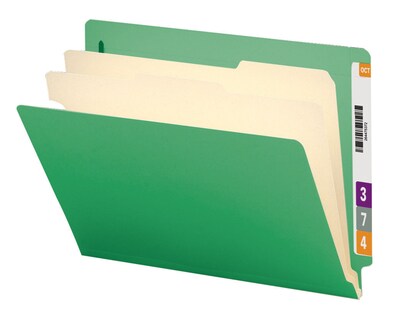 Smead End Tab Classification File Folder, 2 Divider, 2 Expansion, Letter Size, Green, 10 per Box (26837)