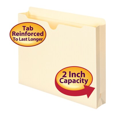 Smead Reinforced File Jackets, 2" Expansion, Letter Size, Manila, 50/Box (75560)