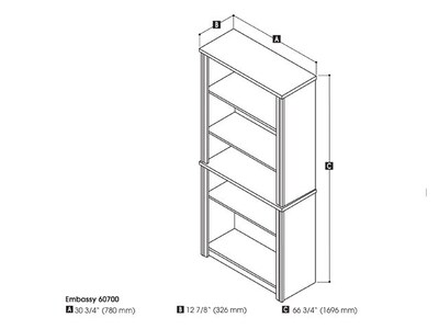 Bestar® Embassy Modular 5-Shelf 67 Laminate Bookcase, Dark Chocolate (60700-3179)