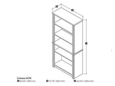 Bestar® Embassy Modular 5-Shelf 67" Laminate Bookcase, Dark Chocolate (60700-3179)