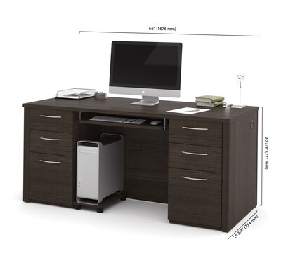 Bestar® Embassy 66" Executive Desk Kit, Dark Chocolate (60850-79)