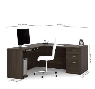 Bestar® Embassy 66"W L-shaped Desk in Dark Chocolate (60852-79)