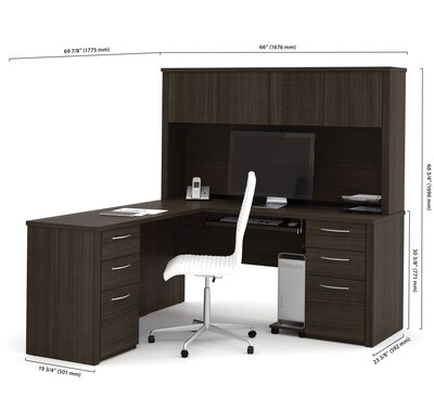 Bestar® Embassy 66" L-shaped Desk in Dark Chocolate