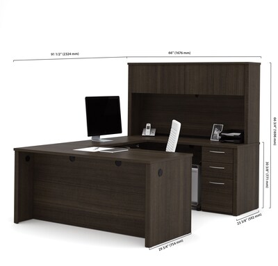 Bestar® Embassy 66" U-shaped Desk, Dark Chocolate (60857-79)