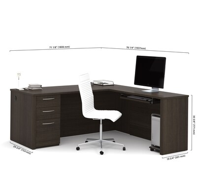 Bestar® Embassy 71"W L-shaped Desk in Dark Chocolate (60892-79)