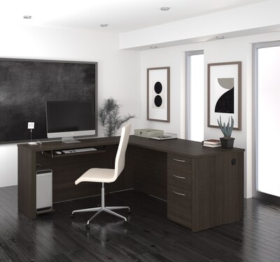 Bestar® Embassy 71"W L-shaped Desk in Dark Chocolate (60892-79)