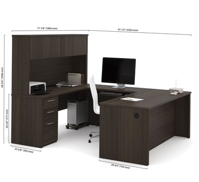 Bestar® Embassy 71" U-shaped Desk, Dark Chocolate (60897-79)