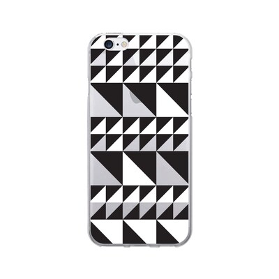 OTM Prints Clear Phone Case, Triangle Quilt Black & White, iPhone 7/7S (OP-IP7V1CG-A02-63)
