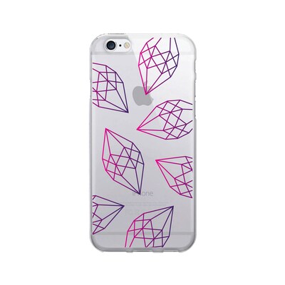 OTM Prints Clear Phone Case, Diamonds Pink & Purple, iPhone 7/7S (OP-IP7V1CG-A02-72)