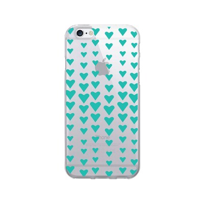OTM  Prints Clear Phone Case, Falling Turquoise Hearts, iPhone 7/7S (OP-IP7V1CG-CLS-10)