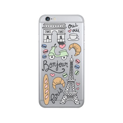 OTM  Prints Clear Phone Case, Bonjour Paris Pastels, iPhone 7/7S (OP-IP7V1CG-A02-10)