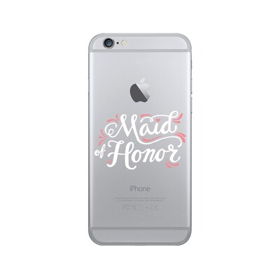 OTM  Prints Clear Phone Case, Maid of Honor Pink & White, iPhone 7/7S (OP-IP7V1CG-A02-26)