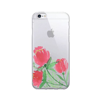 OTM  Prints Clear Phone Case, Pretty Flowers Red, iPhone 7/7S (OP-IP7V1CG-A-44)