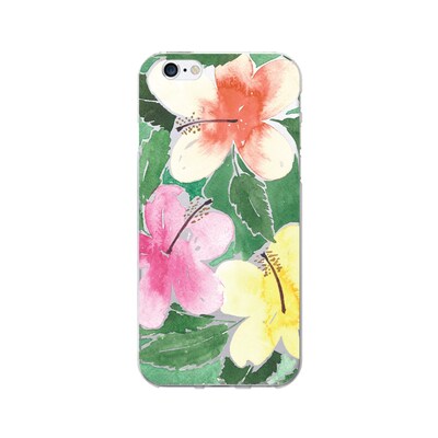 OTM  Prints Clear Phone Case, Hibiscus Trio Green, iPhone 7/7S (OP-IP7V1CG-A-46)