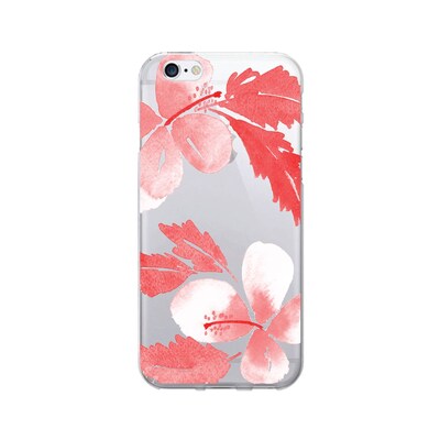 OTM  Prints Clear Phone Case, Hibiscus Coral, iPhone 7/7S (OP-IP7V1CG-A-49)