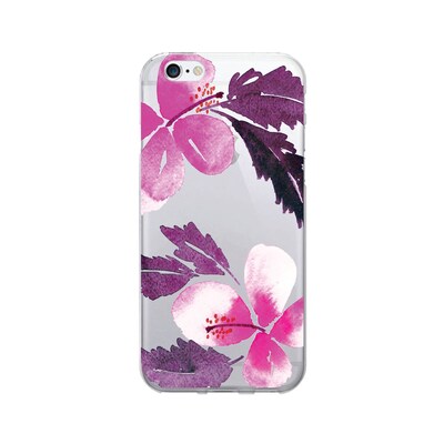 OTM  Prints Clear Phone Case, Hibiscus Pink and Purple, iPhone 7/7S (OP-IP7V1CG-A-50)
