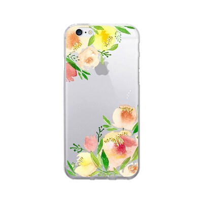 OTM Prints Clear Phone Case, Corner Peonies Yellow, iPhone 7/7S (OP-IP7V1CG-A-55)